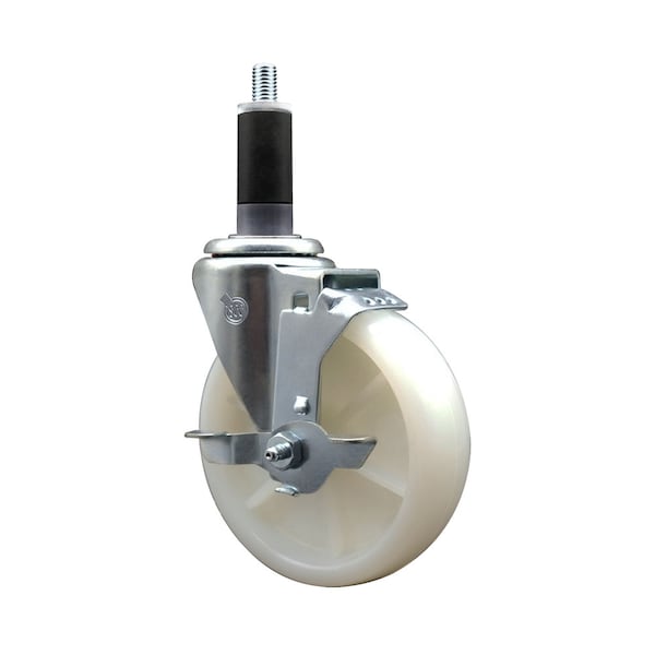 5'' SS Nylon Swivel 1-1/8'' Expanding Stem Caster with Brake
